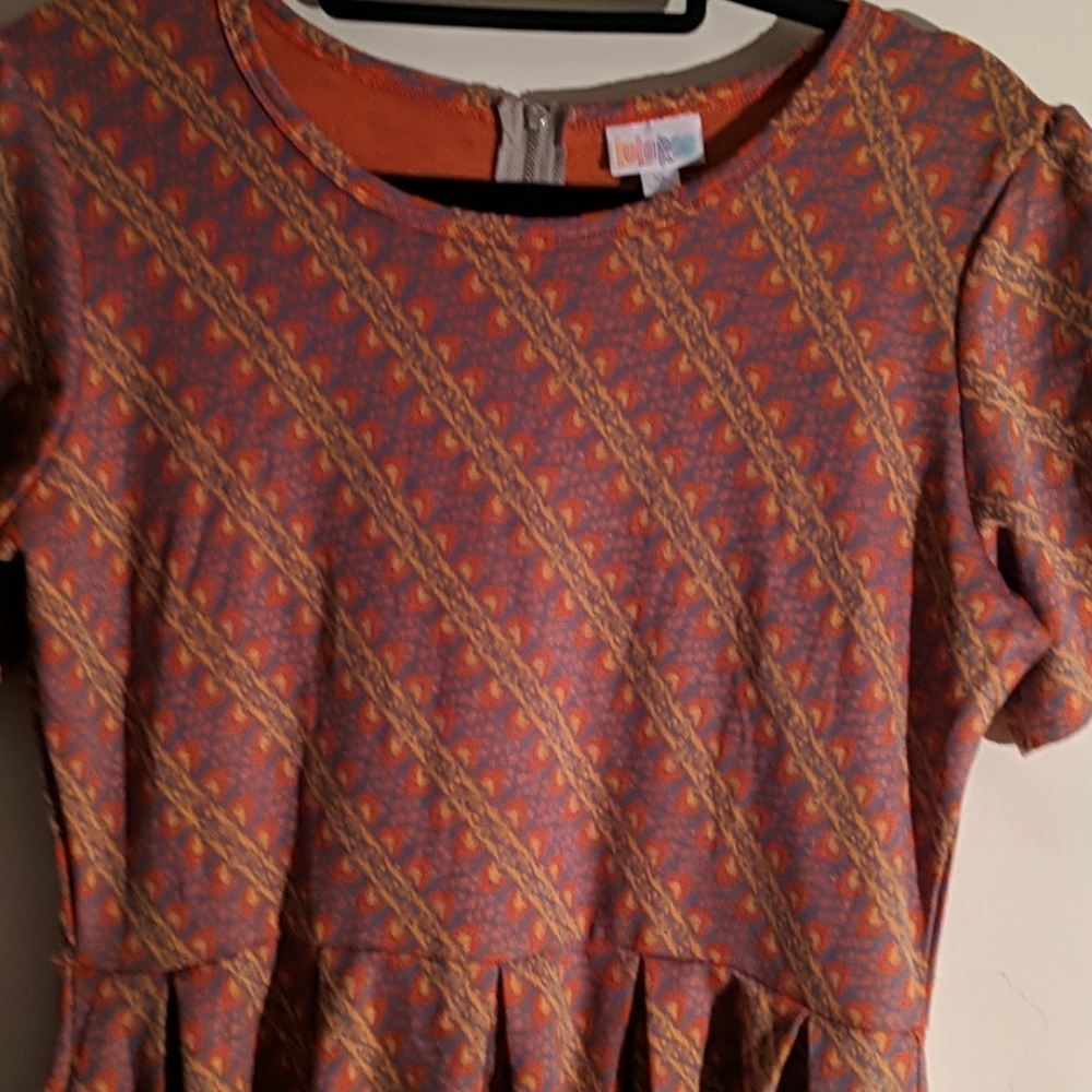 Lularoe orange tan and grey print dress sz size XL